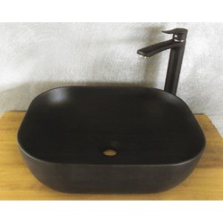 Νιπτήρας Μπάνιου Μαύρος Ματ Πορσελάνης Ceramita Encore 50 50x40x14,5 εκ. Τετραγωνισμένος Επικαθήμενος χωρίς Υπερχείλιση και χωρίς Οπή για Βρύση